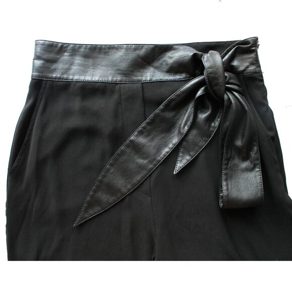 Nanushka Cecilia Wide-Leg Pants 27" / Large / Black Vegan Leather Belted Work - Picture 6 of 10